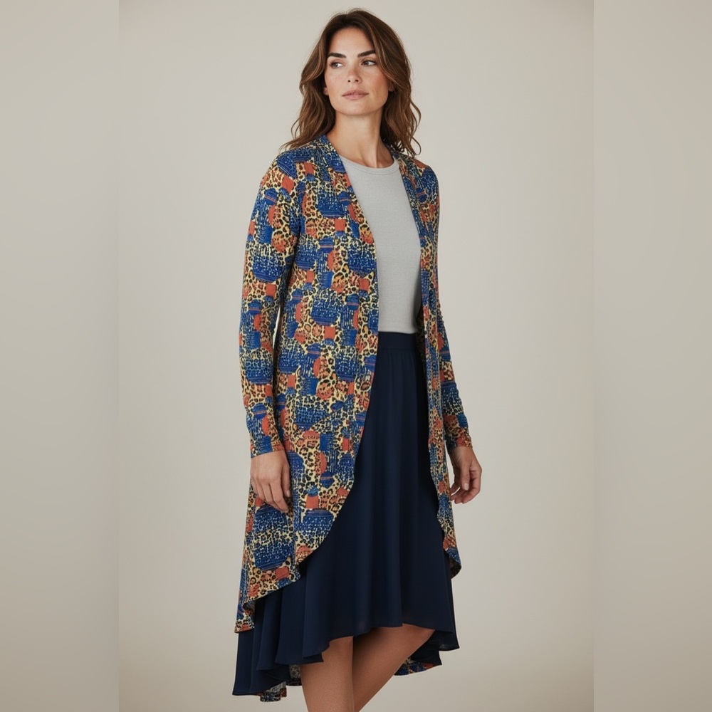 Reborn NY Boho Chic Kimono Open Front Layered Maxi‎ Cardigan Duster Womens XL